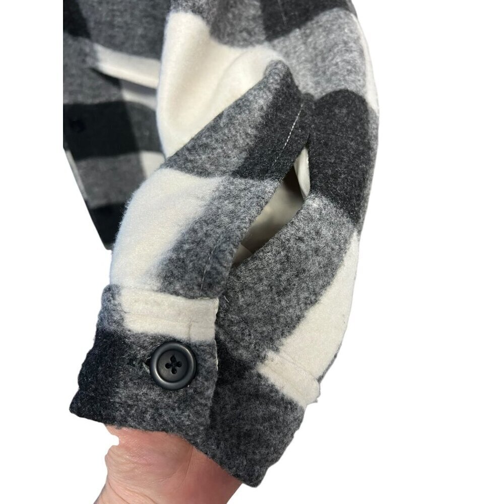 Abercrombie & fitch Oversized Jacket Women M Black White Buffalo Plaid Shacket - Picture 9 of 9